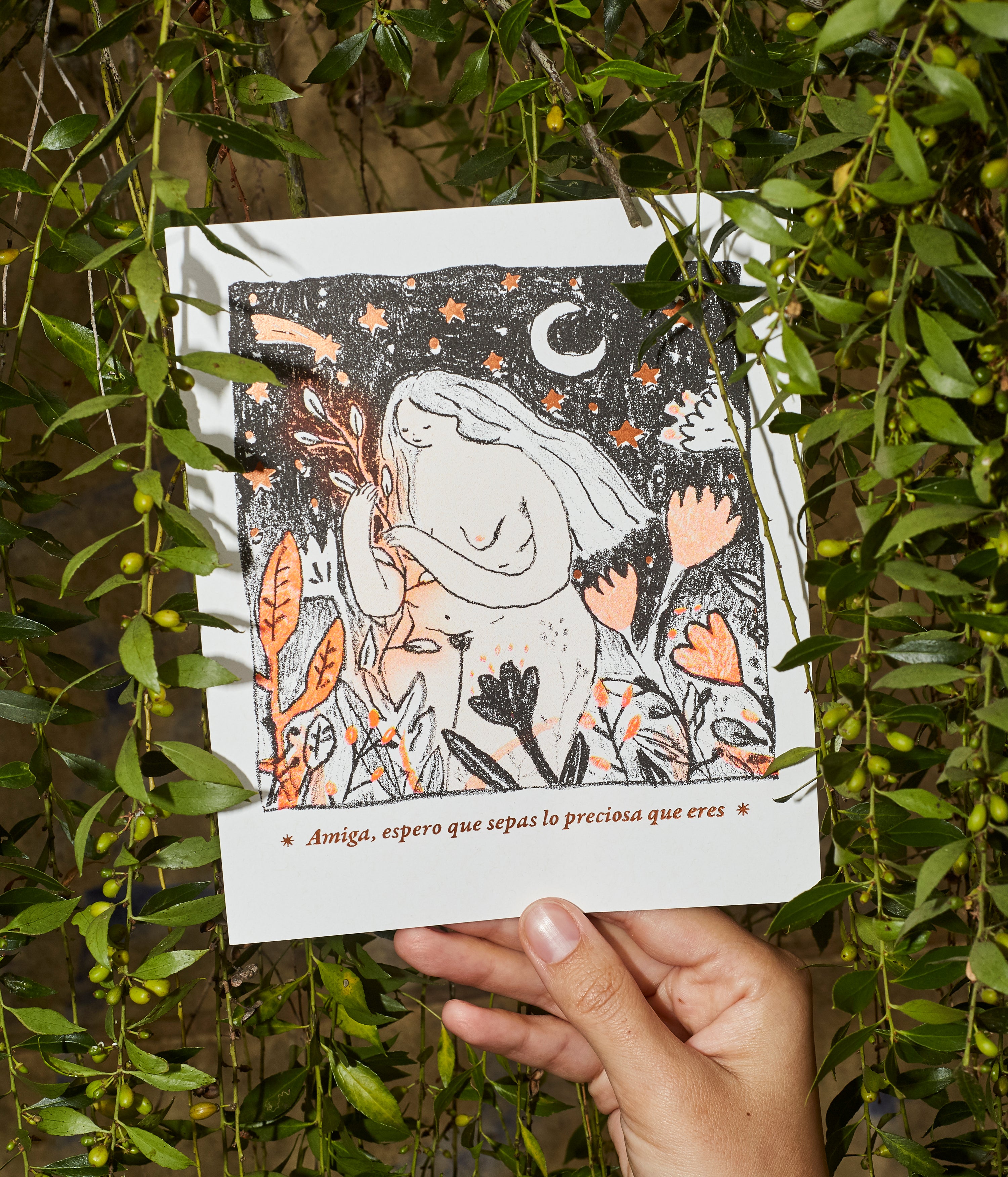 «Amiga, quiero que sepas lo preciosa que eres» Risografía + Hot stamping