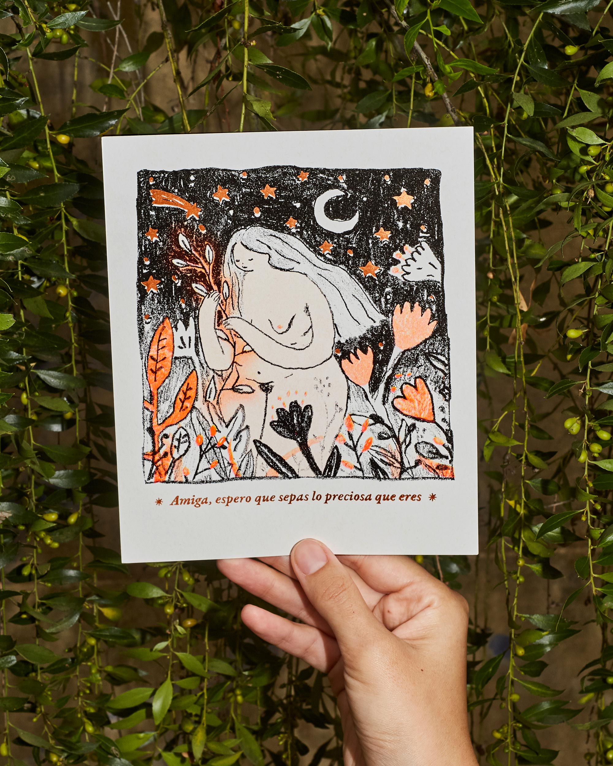 «Amiga, quiero que sepas lo preciosa que eres» Risografía + Hot stamping